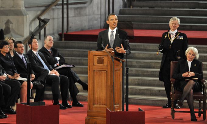 Barack Obama addresses members of the House of Lords