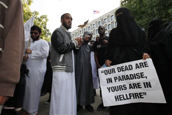Protest against bin Laden''s killing at US embassy in London