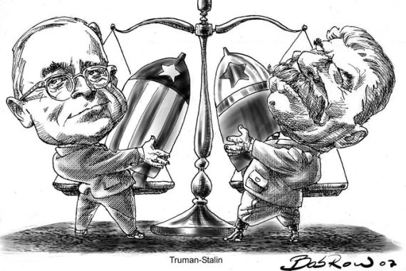 creative commons - Roberto Bobrow - political cartoon - Truman vs Stalin