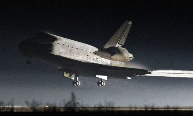 Space shuttle touches down