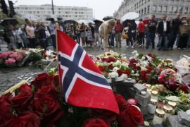 Norweigan flag and vigil