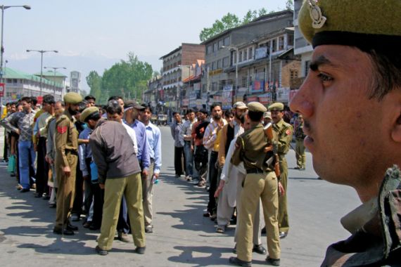 Kashmir police - road block