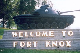 ornamental tank at entrance to fort knox