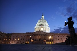 US Congress building illuminated at night