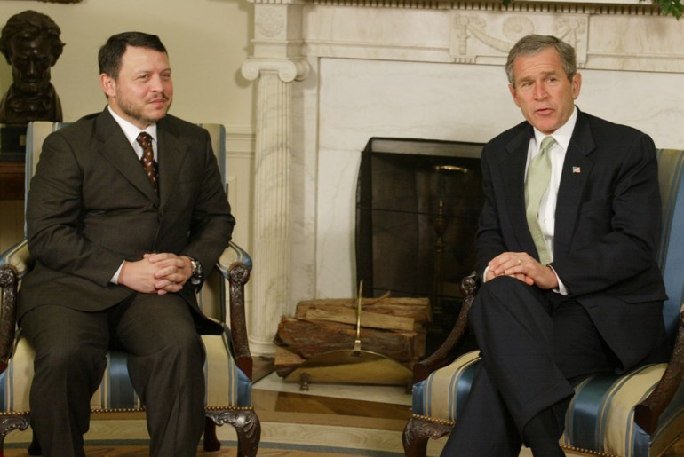 King Abdullah of Jordan with George W Bush