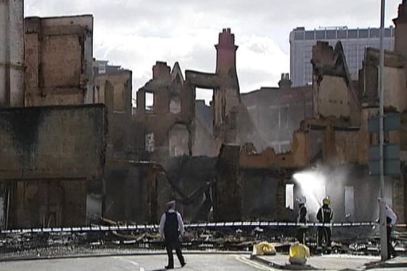 furniture store burnt down civil unrest UK London package screengrab