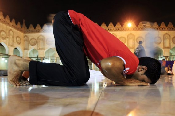 Man praying on start of Ramadan
