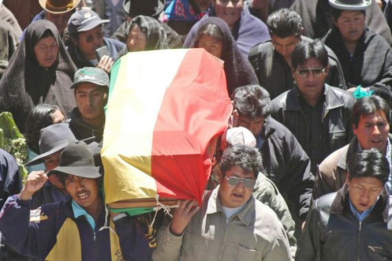 bolivia gas war funeral procession