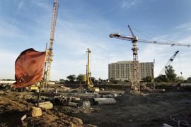 Empty building site with cranes in Khartoum