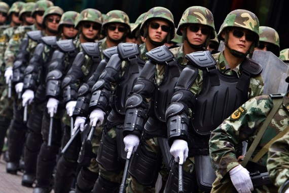 Chinese troops in Urumqi