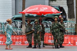 Chinese soldiers in Xinjiang