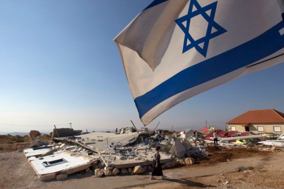 Israel flag settlements building