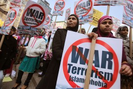 Demonstrating against Islamophobia