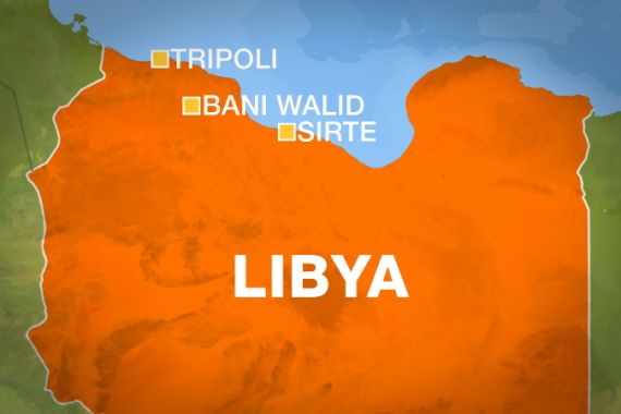 Libya map with Sirte, Tripoli, and Bani Walid
