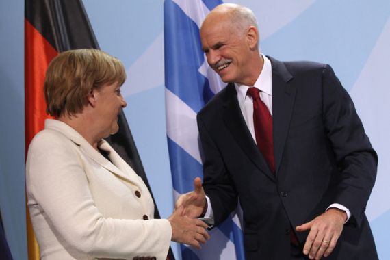German Chancellor Angela Merkel and Greek Prime Minister George Papandreou