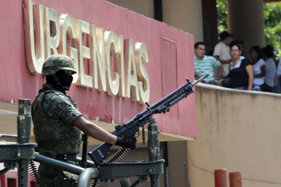 Security forces guard a hospital in Veracruz, mexico [Reuters]