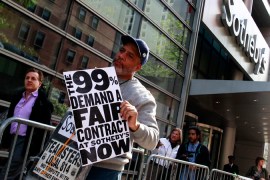 Occupy Teamsters Local 814 rallies outside Sotheby''s auction house
