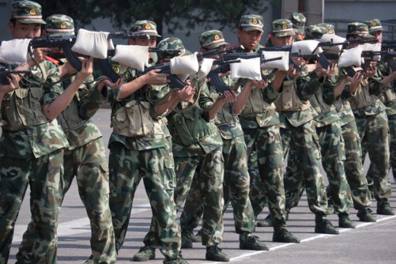 Chinese soliders rifle training