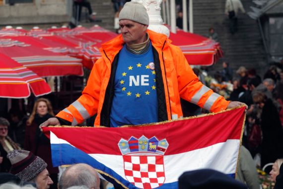 Croatia Eurosceptic protester