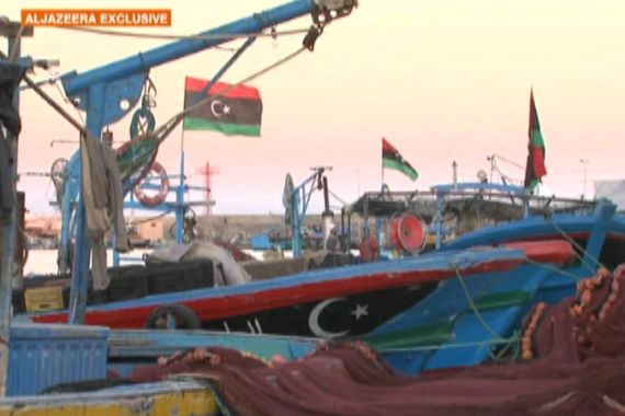 Libya port boat flag Zuwarah