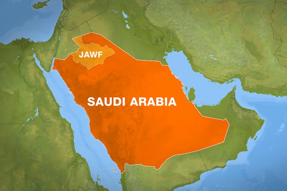 Saudi Arabia map showing Jawf