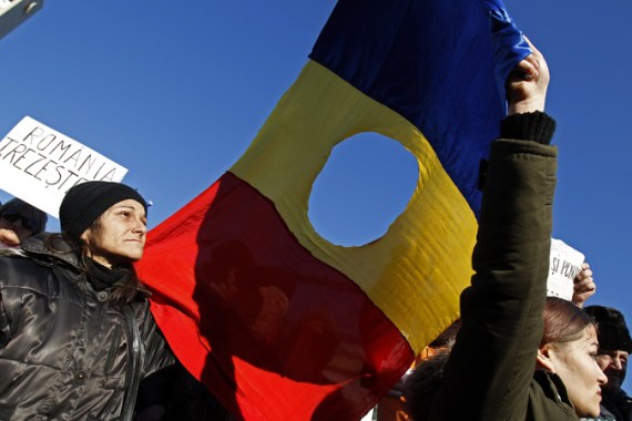 Romania bucharest austerity protest