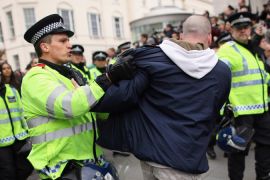 Police clash with protestors UK