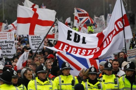 EDL Supporters March Across Leicester