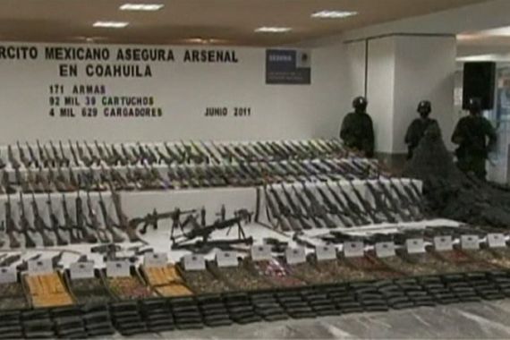 Mexico seized guns TV screengrab