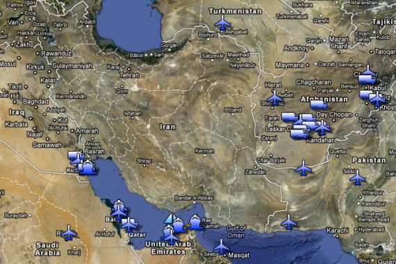 Map US bases around Iran