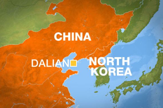 China Dalian and N Korea map