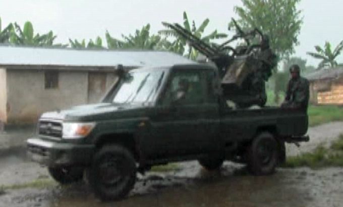 Armoured vehicle of DRC army - screengrab from Malcolm Webb package