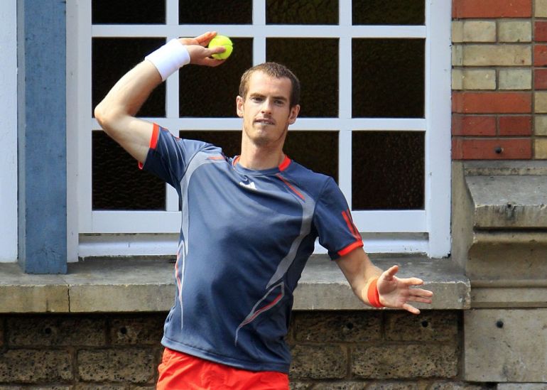 Britain''s player Andy Murray plays with