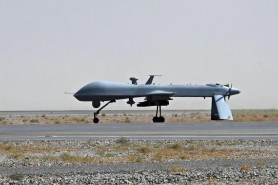 A US Predator unmanned drone armed with