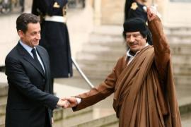 File photo of France''s President Nicolas Sarkozy greeting Libyan leader Muammar Gaddafi in Paris