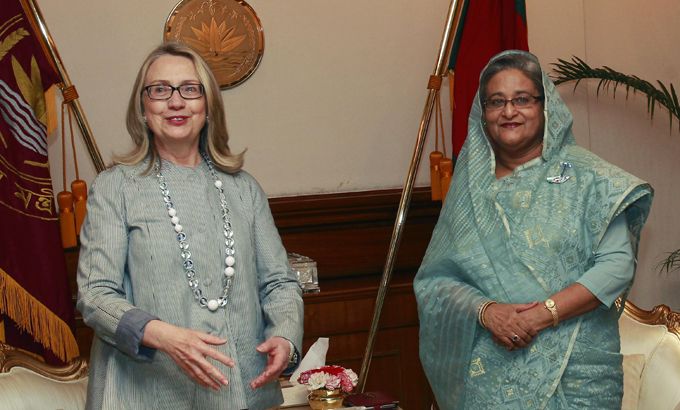 Hillary Clinton and Sheikh Hasina