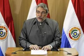 File photo shows Paraguay''s President Lugo speaking during a news conference in Asuncion
