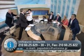 Greek tv debate turns violent