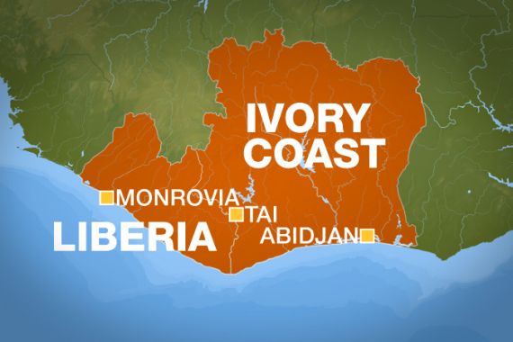 liberia Ivory coast map