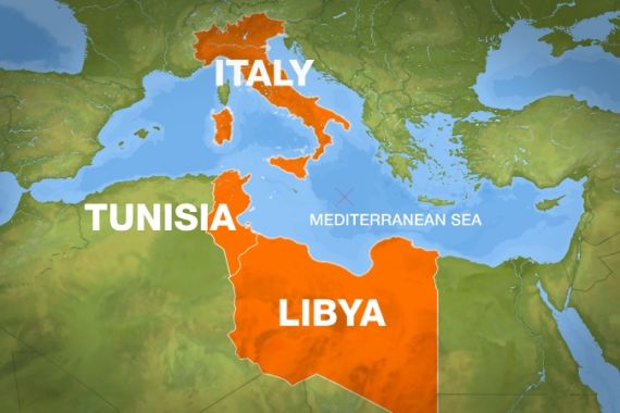 Libya Tunisia Italy map