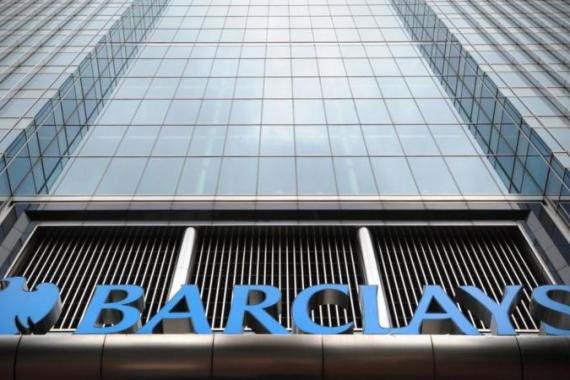 The Barclays bank headquarters is pictur