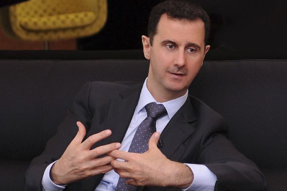 Bashar al-Assad during an interview with a Turkish newspaper