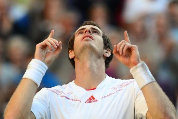 Britain''s Andy Murray celebrates after h