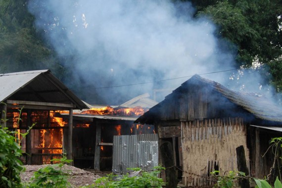 House in Assam burning