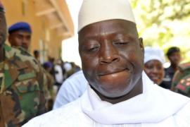 Gambian incumbent Yahya Jammeh grimaces