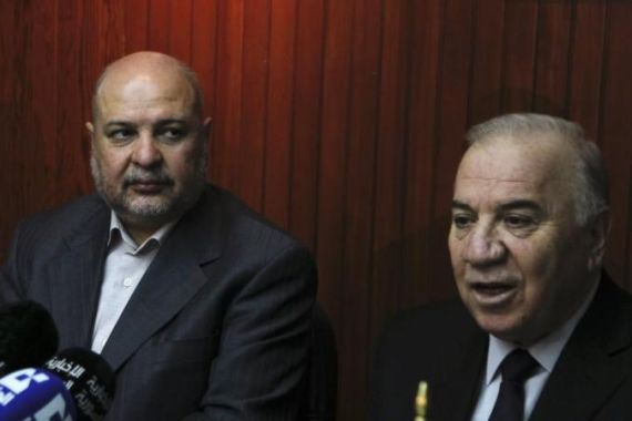 Syria''s Oil Minister Alao speaks as Iran''s Oil Minister Mir-Kazemi looks on during their meeting in Damascus