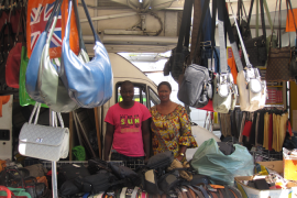 Djembe Cisse at her stall in Italy