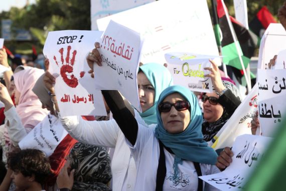Libya Demonstrators protest militia