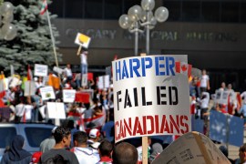 Harper protest in Canada