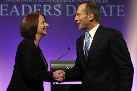 Australian Prime Minister Julia Gillard and opposition leader Tony Abbott